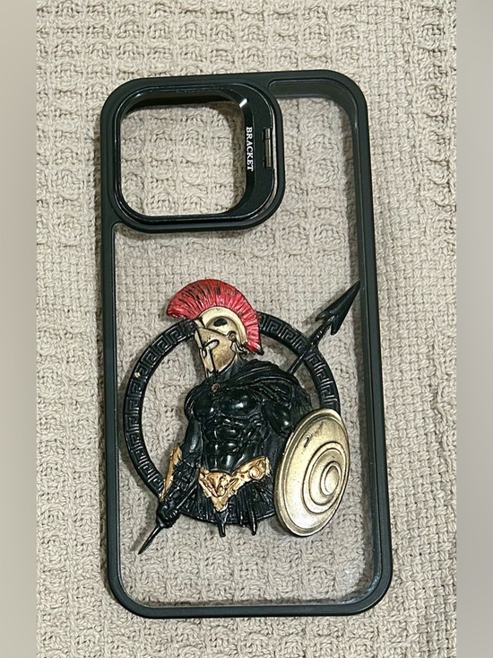 Bracket Other - iPhone Case Spartan Warrior 3D Armor Design Black Protective Case
